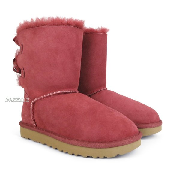 UGG Bailey Bow II Timeless Red Suede Fur Boots NEW IN BOX - Picture 2 of 6